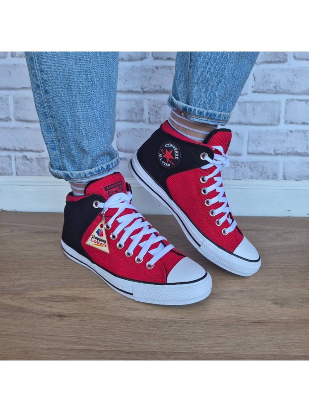 ⭐Converse Chuck Taylor Hi Street Mid Sz 11 Women Shoes Sneaker Black Red 169110F